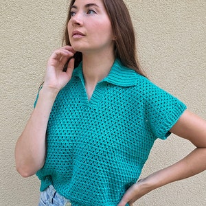 Crochet Summer Shirt Crochet Shirt Crochet Overshirt Crochet Collar