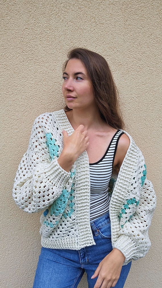 Virelia Cardigan Crochet PATTERN - Top estivo in pizzo da donna, vestaglia, coprispalle, senza cuciture - Oversize ( - Italia