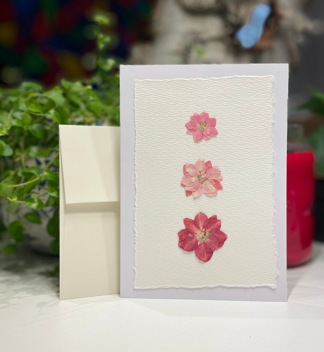 Unique Blank 5x7 Card distinctive Design With Real Dried Pressed