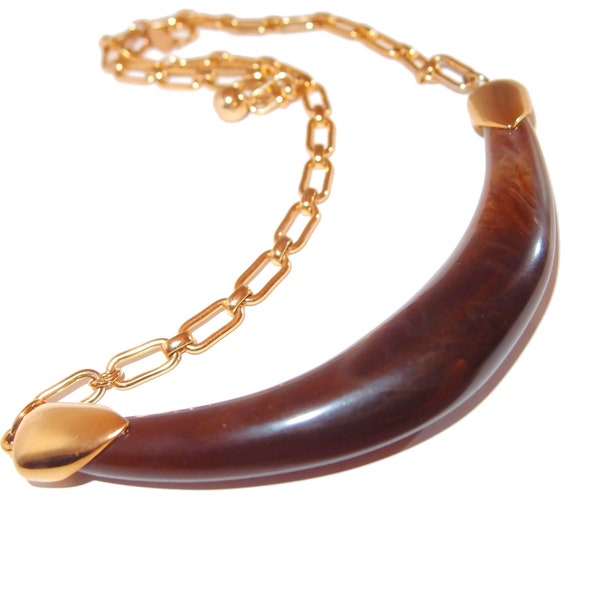 Celebrity Horn Lucite Collar Necklace