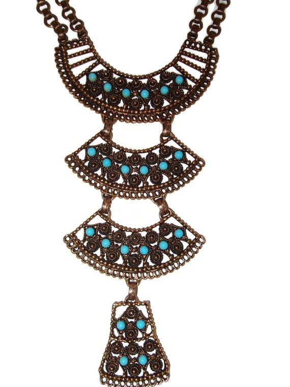 HUGE Egyptian Turquoise Runway Pendant Necklace