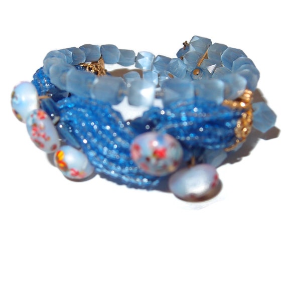 MIRIAM HASKELL Prototype Blue Bead Memory Bracelet - image 2