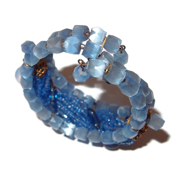 MIRIAM HASKELL Prototype Blue Bead Memory Bracelet - image 3
