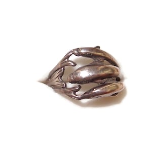 STERLING Silver Swimming Dolphins Ring