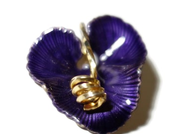 Purple Enamel Pansy Pendant