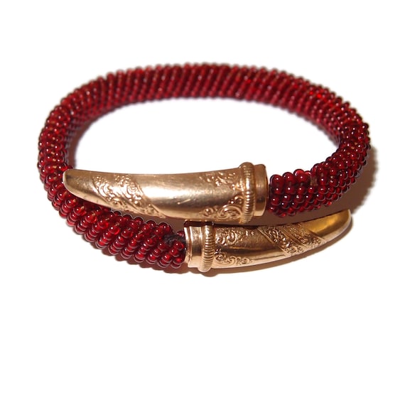 Victorian Gold-Filled Seed Bead Adjustable Bracele