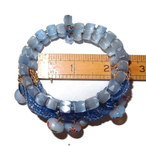 MIRIAM HASKELL Prototype Blue Bead Memory Bracelet - image 5