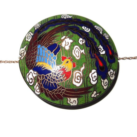 Huge Rooster Cloisonné Pendant - image 2