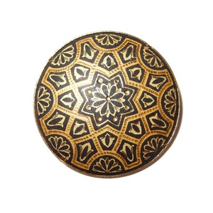 Spanish Damascene Large Round Brooch