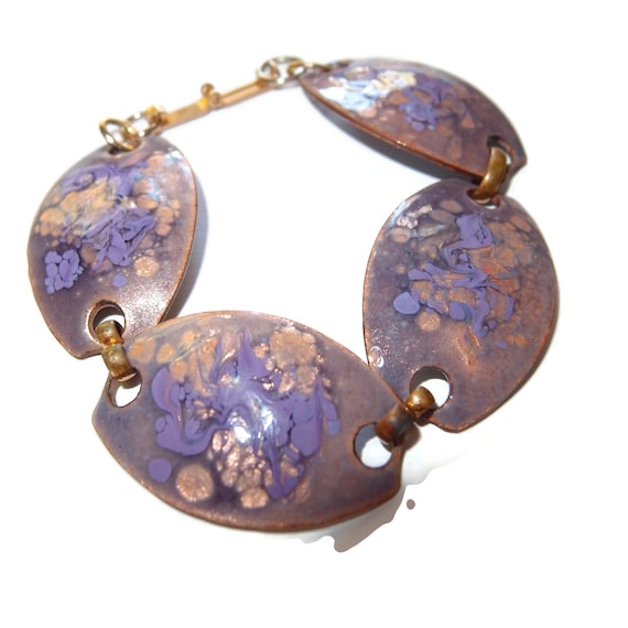 Purple Enamel Disc Link Bracelet