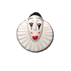 Plaster Pierrot Clown Brooch