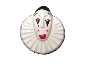 Plaster Pierrot Clown Brooch