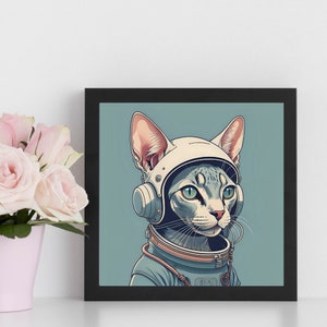 Sphynx Cat Art Print Mid-Century Modern Living Room Wall Decor