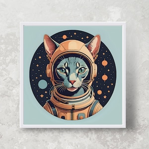 Sphynx Cat Art Print Mid-Century Modern Living Room Wall Decor
