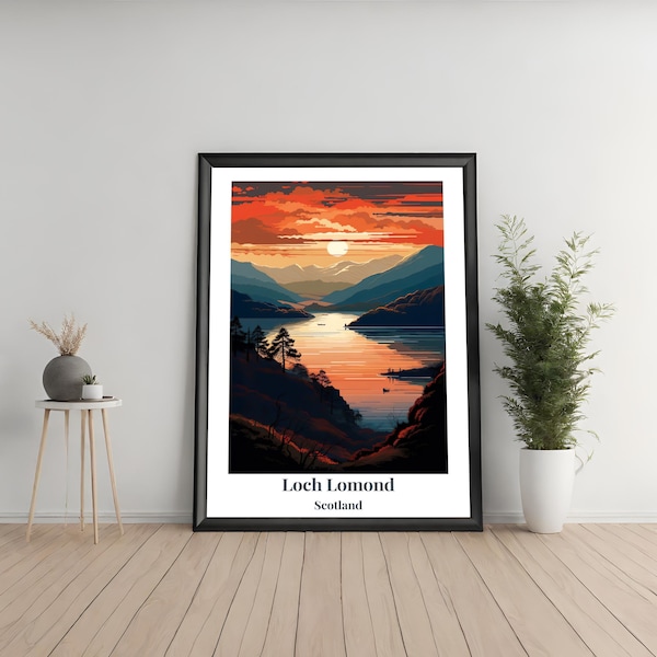 Travel Poster Loch Lomond, Scotland, Wall Art