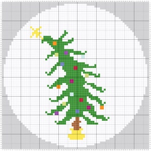 Patrón de punto de aguja con adorno de árbol de Grinch (guía de puntadas)