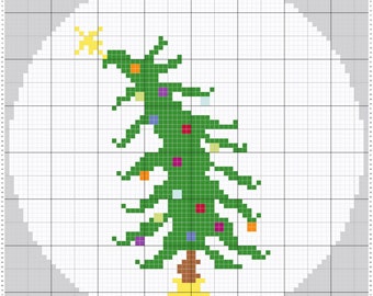 Grinch Tree Ornament Needlepoint Pattern (Stitch Guide)