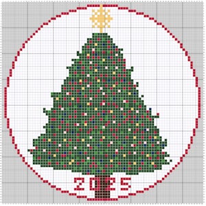 Patrón de bordado para el gran adorno navideño del año 2025 (Guía de puntadas)