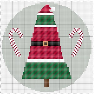 Patrón de punto de aguja con adorno de árbol de cinturón de Papá Noel (guía de puntadas)