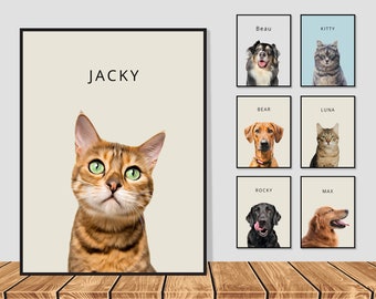 Pet Memorial Gifts, Dog Loss Gifts, Custom Pet Portrait, Custom Dog Portrait, Personalized Pet Art, Cat Portrait, Cat Lover Gift