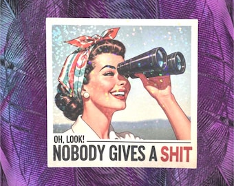Oh, look! Nobody gives a shit sticker | Snarky nobody cares | Retro 1950s Vintage Sarcastic Decal | Funny Laptop Sticker | Sassy Quote Gift
