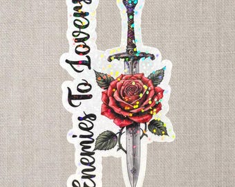 Enemies to Lovers Sticker – Sword and Rose, Romance Booktok Sticker, Fantasy Romance, Romantic Gothic, Romantasy Bookish Decal, Dagger Rose