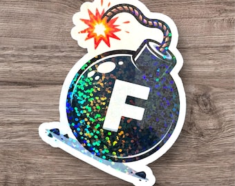 F Bomb Sticker, Funny Swear Word Sticker, Curse Word Sticker, Decal for Helmets, Toolbox, Phone, Laptops, Great Gifts for Coworkers, friends