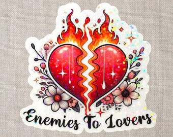 Enemies to Lovers Sticker – Romance Book Trope Sticker, Booktok Reader Sticker, Spicy Romance Reader Decal, Book Lover Laptop Sticker