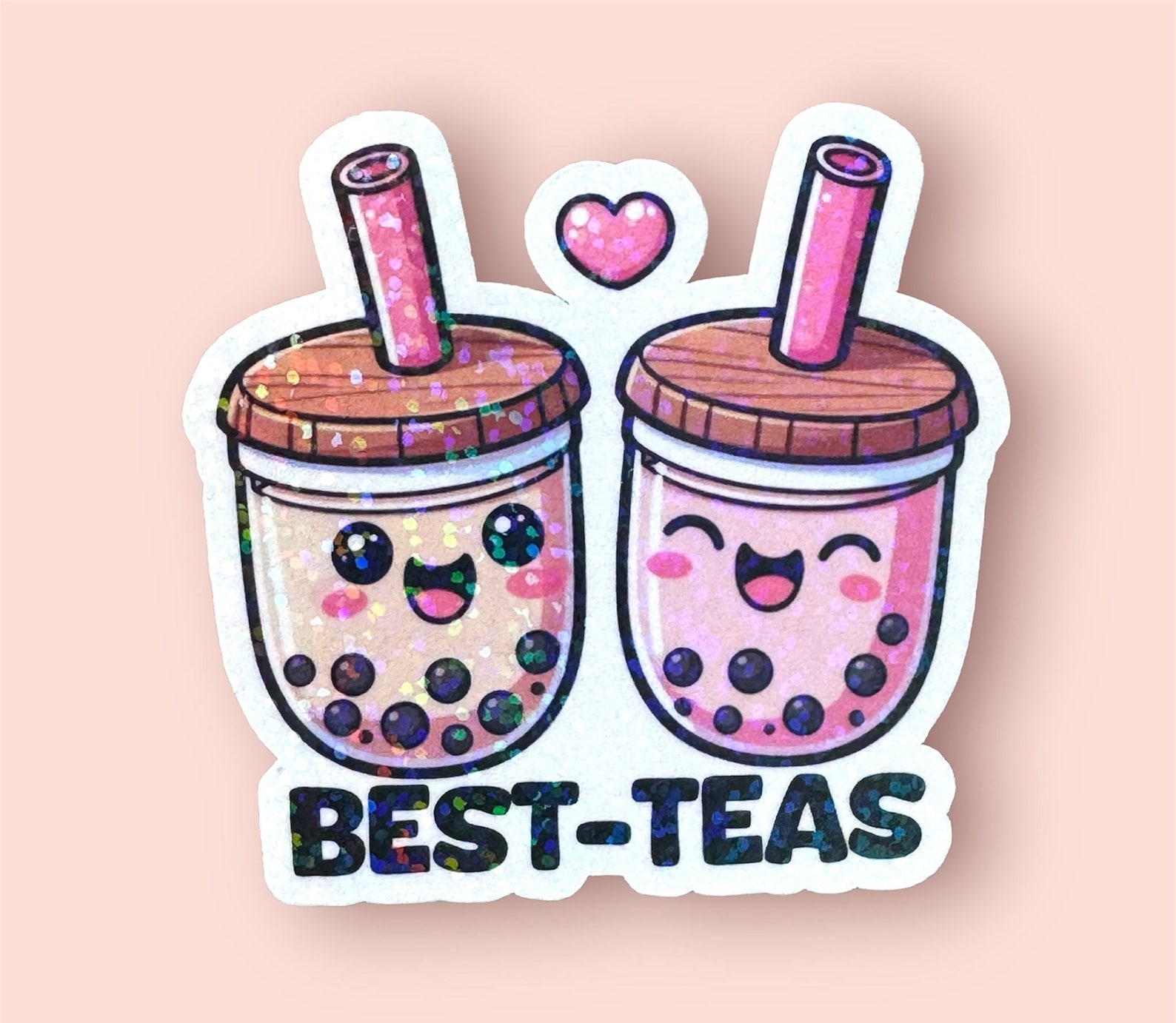 Best-teas Boba Tea Holographic Sticker, Cute Bubble Tea Besties Sticker ...