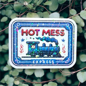 Hot Mess Express Sticker, Funny Train Sticker, Chaos Humor Gift, Mental Health Sticker, Tablet Laptop Decal, Snarky Self Care Gift Idea