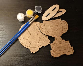 Personalised Kids Painting Kit: Wooden Party Favor, Football, Butterfly Personalised by Proctor