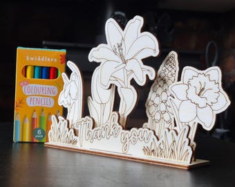 Personal Teacher Thank You Gift: Colour  Flower Set Personalised by Proctor