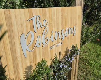 Personalized Family Name Wedding Sign: Custom Surname Established Year Personalised by Proctor
