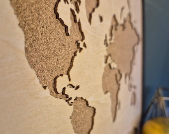 Dark Wood World Map, Pin Travel Tracker, Personalized Gift Personalised by Proctor