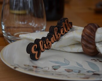 Personalized Wooden Place Name: Gold Leaf Custom Table Decoration Personalised by Proctor