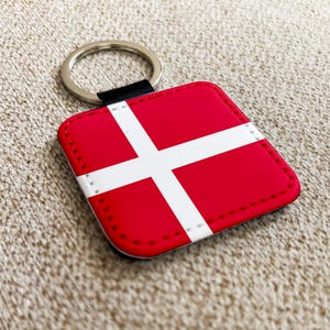 Personalized Danish flag keyring