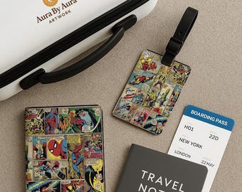 Retro Comics Rächer Superheld Reisegeschenk Passport Case Cover und Gepäckanhänger