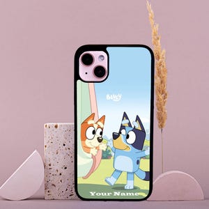 Personalisierte Bluey Design Stilvolle Gummi Handyhülle Personalisierter Druck iPhone & Samsung