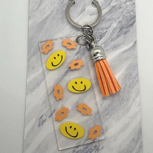 Smiley Flower Acrylic Keychain