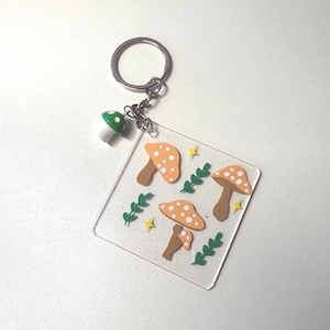 Acrylic Mushroom Keychain with Mushroom Charm
