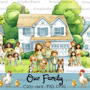 Nuestro conjunto de imágenes prediseñadas familiares - 170 PNG transparentes - Pegatinas - Creación de tarjetas - Scrapbooking - Registro diario - POD - Licencia comercial incluida