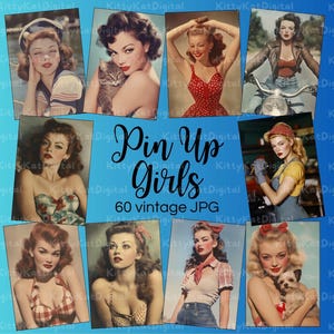 Pin Up Girls Photos, 1940s Women, 1950 women – 60 JPGs for Scrapbooking, Journals & Crafts, vintage ephemera, journal cards, old photos