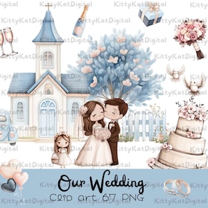 Unser Hochzeits-Clipart-Set - 67 transparente PNG - Kartenherstellung - Scrapbooking - POD - kommerzielle Lizenz inbegriffen