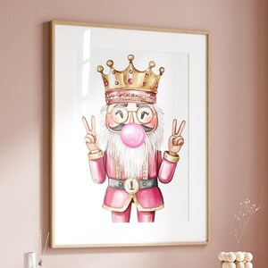 Pink Toy Soldier Wall Art Pink Christmas Nutcracker Print Cute Pink Christmas Wall Decor Pink Christmas Prints Pastel Xmas Wall Art Trendy