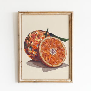 Disco Orangen Kunstdruck | Poster | Glam Discokugel Orangen | Preppy Trendy | Obst | Küche Dekor | Digitaler Download | DRUCKBAR