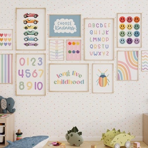 40 Kids Room Prints | Wall Art Set | Nursery Wall Art | Playroom Decor | Kids Room Art | Quirky Art | Eclectic Wall Art | Classroom Wall Art