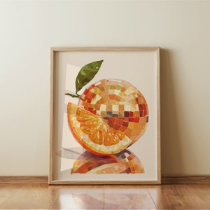 Disco Orangen Kunstdruck | Poster | Glam Discokugel Orangen | Preppy Trendy | Obst | Küche Dekor | Digitaler Download | DRUCKBAR