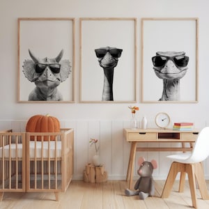 Set of 6 Dinosaur Prints, Dinosaur Wall Art, Dino Nursery Decor, Boys Room Decor, Realistic Dinosaur Art, Dinosaur Kids Prints