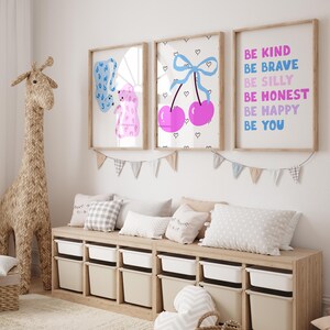 Good Vibes Decor Aesthetic Teen Room Decor Y2K Dorm Room Decor For Girls Pink and Blue Wall Art Set Of 14 Prints Teen Girl Room Decor Cherry