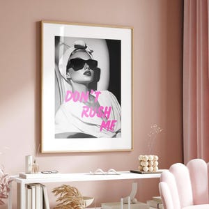Don&#39;t Rush Me Art Portrait, Girly Wall Art, Trendy Gallery Wall Print, Pink Graffiti Poster, Vintage Art, Maximalist Decor, Black and White